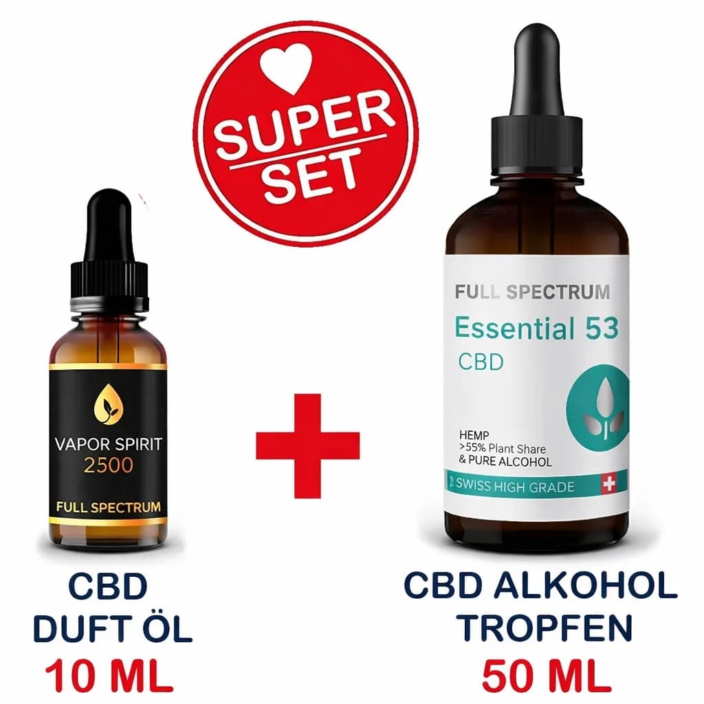 Full spectrum CBD oil 10ml and CBD alcohol drops 50ml super set Vaporspirit Switzerland