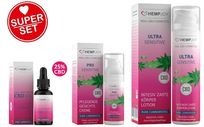 Set cosmetici Hempjoy CBD con olio CBD, crema viso e Bodylotion