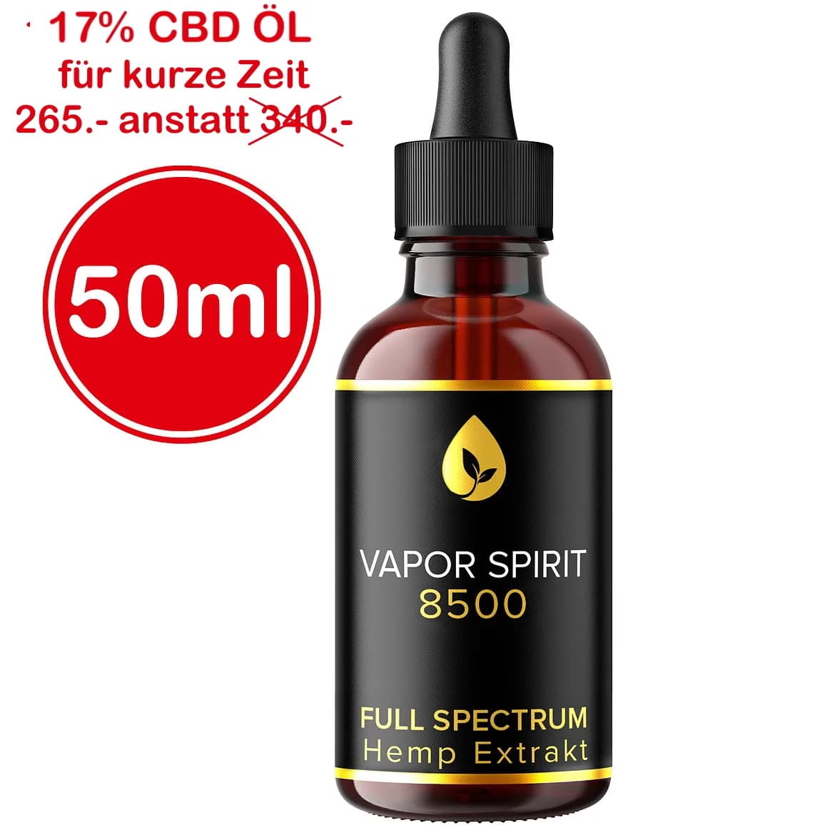 Olio CBD a spettro completo 17% 50ml da canapa svizzera – Vapor Spirit